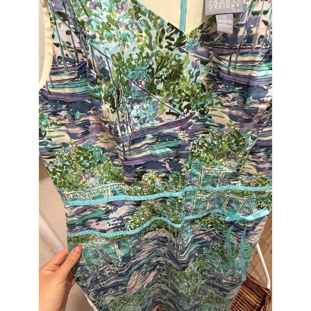 90S 2000s Coastal Grandma Classy Dress Size 14 - Picture 2 of 4